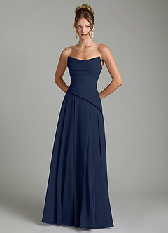 Azazie Gabriela Bridesmaid Dresses Dark Navy A-Line Corset Chiffon Dress image7