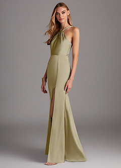 Azazie Elana Brautjungfernkleider Etui Seitliche Cut-Outs Stretch-Satin Kleid Moosgrün image3