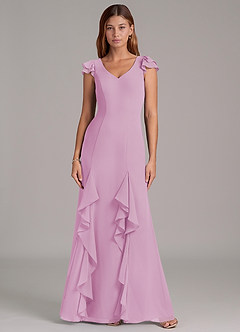 Azazie Nessa Bridesmaid Dresses Candy Pink A-Line Chiffon Dress image3