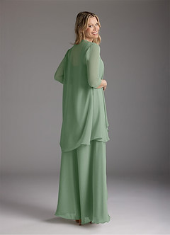 Azazie Weisz Mother of the Bride Dresses Matcha A-Line Square Neckline Pleated Chiffon Dress image2