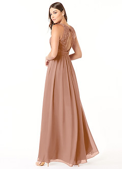 Azazie Luz Bridesmaid Dresses Champagne Rose A-Line Lace Chiffon Dress image4