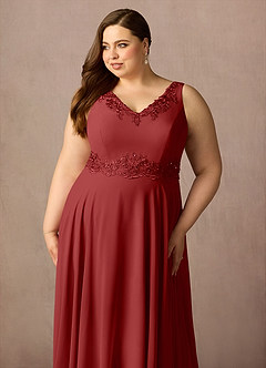 Azazie Devana Mother of the Bride Dresses Rust A-Line Sequins Chiffon Dress image15