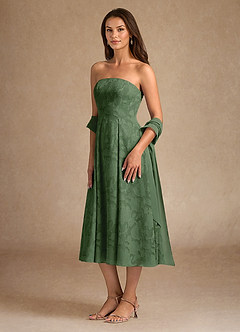 Azazie Lorain Kleider für die Brautmutter A-Linie Plissee Blumen-Burnout Kleid Eukalyptus image5