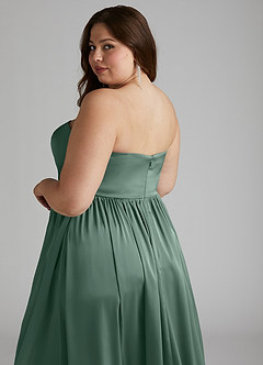 Azazie Morana Bridesmaid Dresses Eucalyptus A-Line Off the Shoulder Stretch Satin Convertible Dress image20