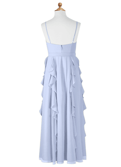 Azazie Peyton Junior Ice A-Line V-Neck Cascading Ruffles Chiffon Dress image7