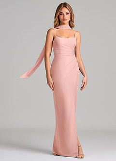 Azazie Calandra Bridesmaid Dresses Rosette Sheath Pleated Chiffon Dress image3