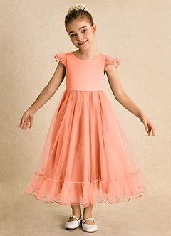 Azazie Phebs vestidos de niña de las flores Vestido de Atardecer de Tul de Corte En A image4
