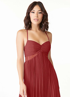 Azazie Devyn Bridesmaid Dresses Rust A-Line Corset Chiffon Dress image5