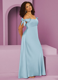 Barbie ♥ Azazie Abiti da Damigella Abito Convertibile Tubino in Raso Elasticizzato a Spalla Scoperta Azzurro image11