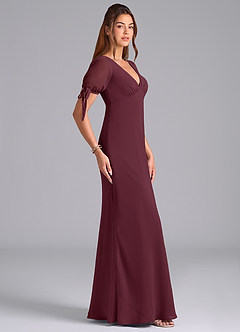 Azazie Pheby Bridesmaid Dresses Cabernet A-Line Pleated Chiffon Dress image5