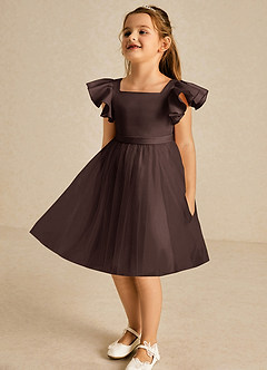 Azazie Kaeya Flower Girl Dresses Ganache A-Line Bow Tulle Dress image4