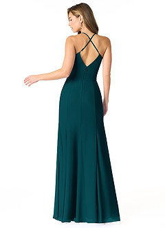 Azazie Carolina Final Sale Pine Mermaid Ruched Chiffon Dress image2