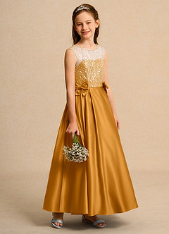 Azazie Candy Girl Flower Girl Klänningar Klä Balklänning i Matt satäng Rosett image7