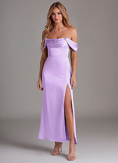 Azazie Saige Brautjungfernkleider Meerjungfrau-Linie Schulterfrei Stretch-Satin Kleid Flieder image3