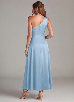 Azazie Brooke Suknie dla druhen Linia A Jedno ramię Satyna elastyczna Długość kostki Sukienka image7