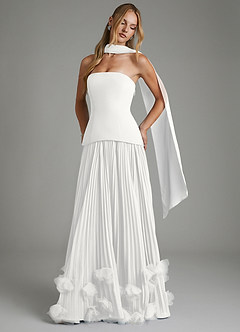 Azazie Alex Bridesmaid Dresses White A-Line Corset Chiffon Dress image3
