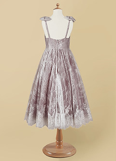 Azazie Tilly Flower Girl Dresses Diamond White Dusty Rose A-Line Lace Dress image7