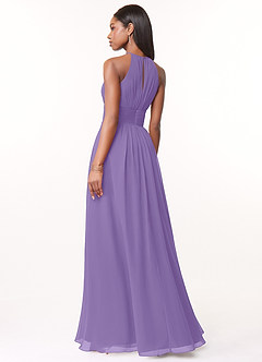 Azazie Bonnie Bridesmaid Dresses Tahiti A-Line Keyhole Ruched Chiffon Dress image2