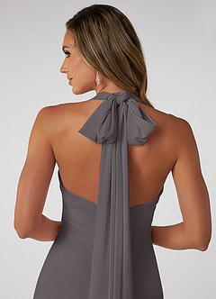 Azazie Fifi Abiti da Damigella Abito Convertibile A-Line in Chiffon Senza Cinturino Grigio Acciaio image4