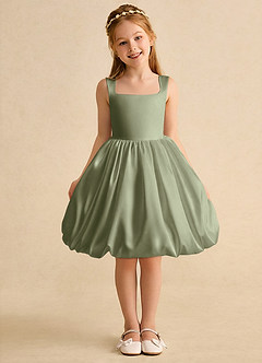 Azazie Nirvana Robe Demoiselle D'honneur Fillette Robe Princesse en Mat Satiné Rayé Pistache image2