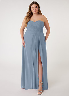Azazie Arabella Allure Abiti da Damigella Abito Convertibile A-Line in Chiffon Scollo a Cuore Blu Polveroso image12