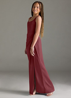 Azazie Mero Junior Meerjungfrau-Linie Plissee Stretch-Satin Kleid Wüstenrose image4