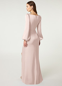 Azazie Mel Brudtärnklänningar Klänning av Tubklänning i Stretch Satin Långärmad Rodnande Rosa image4