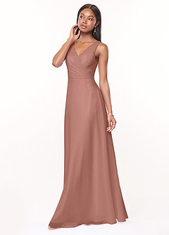 Azazie Nala Bridesmaid Dresses Cedar Rose A-Line Pleated Chiffon Dress image3
