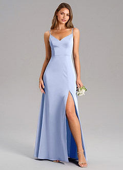Azazie Talina Bridesmaid Dresses Ice A-Line Stretch Satin Dress image5