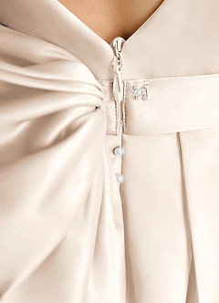 Azazie Cherry Flower Girl Dresses White Alabaster White Alabaster Ball-Gown Pleated Matte Satin Dress image6