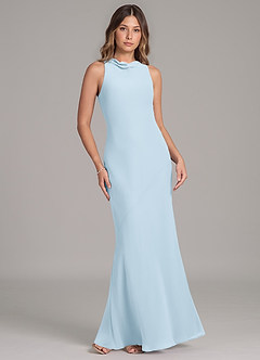 Azazie Allettie Vestidos de damas de honor Vestido de Azul Cielo de Gasa de Corte Sirena image6