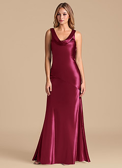 Azazie Rylina 신부 들러리 드레스 인어 메탈릭 새틴 바닥 길이 드레스 image5