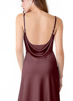Azazie Alaija Bridesmaid Dresses Sangria Mermaid Side Slit Stretch Satin Dress image6