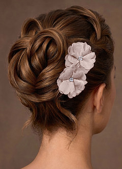 front Four-Piece Matching Color Floral Burnout Hair Clip Set