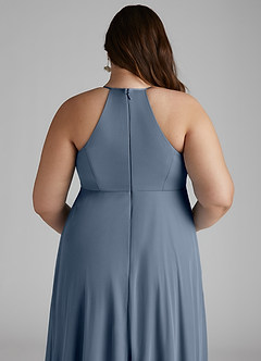 Azazie Annabelle vestidos de dama de honor de maternidad Vestido de Corte En A Cuello en V plisado Hasta el suelo Malla image10
