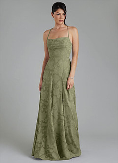 Azazie Tatum Bridesmaid Dresses Pistachio A-Line Corset Floral Burnout Dress image1
