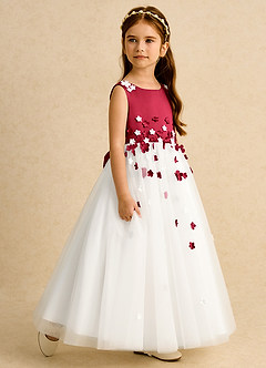 Azazie Eleni Sukienki dla dziewczynek sypiących kwiaty Suknia balowa Ukłon Tiul Długość kostki Sukienka image6