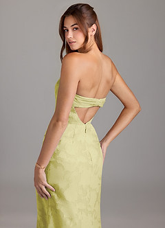 Azazie Leonis Bridesmaid Dresses Lemon Sorbet Sheath Strapless Floral Burnout Convertible Dress image7