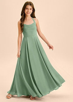 Azazie Kady Junior Matcha A-Line Sweetheart Neckline Chiffon Dress image4