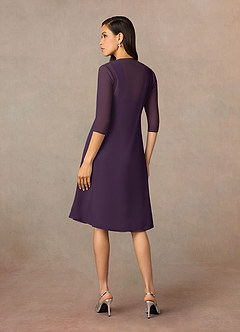 Azazie Olivia At-home Try On Dresses Plum A-Line Square Neckline Pleated Chiffon Dress image2