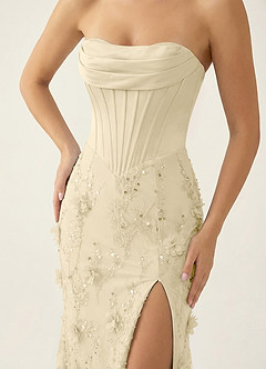 Iliana Champagne 3D Flowers Corset Beading Prom Dress image6