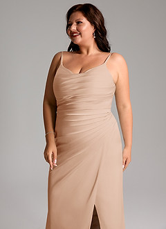 Azazie Deandra Bridesmaid Dresses English Rose Mermaid Pleated Stretch Satin Dress image12