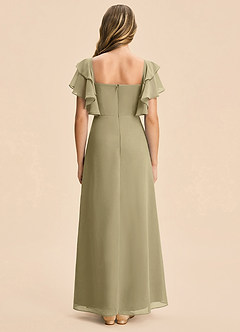 Azazie Jalynn Junior Moss Green A-Line Ruched Chiffon Dress image2