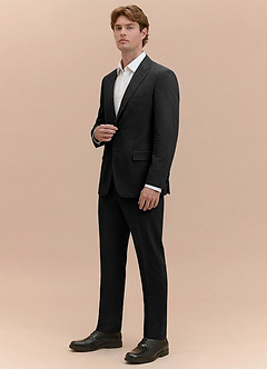 front Miles Black Seersucker Trousers Suit