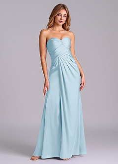 Azazie Sabrine Brudtärnklänningar Klä av A-Linje i Stretch Satin Älskling Halsringning Himmelsblå image3