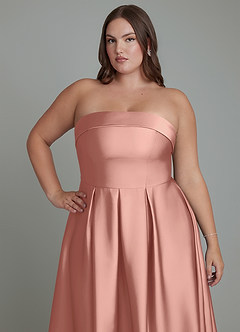 Azazie Lucienne Vestidos de damas de honor Vestido Rosetón de Satén Elástico de Línea A Convertible con Palabra de honor image13