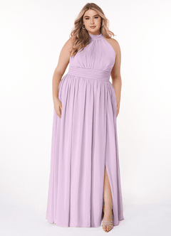 Azazie Iman Bridesmaid Dresses Frosted Lilac A-Line A-Line Ruched Chiffon Dress image8