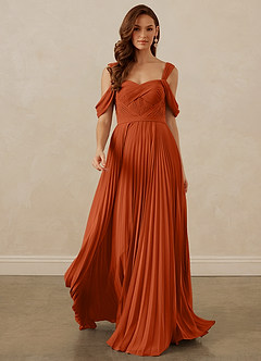 Christian Siriano Bridal for Azazie 1013 Bridesmaid Dresses Burnt Orange A-Line Off the Shoulder Chiffon Dress image9