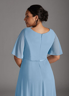 Azazie Tricia Mother of the Bride Dresses Powder Blue A-Line V-Neck Pleated Chiffon Dress image12