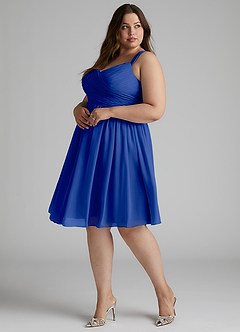 Azazie Angie Brautjungfernkleider A-Linie Korsett Chiffon Kleid Königsblau image13